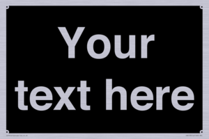 Custom blank information sign. Plain text, black background